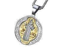 NHYHEHMR Girl Products St Benedict Necklace For Women And Men, Religious San Benito Medal Pendant, St Benedict Medals, Medalla De San Benito, San Benito Medalla, Saint Benedict Medal Gifts