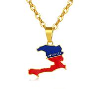 NHYHEHMR Girls jewelry Map I Love Haiti Pendant Necklaces - Patriotic Ethnic Charm Africa Haiti Flag Necklaces, Color Classic Hip Hop Jewelry for Women Men Trend Party Gift gifts