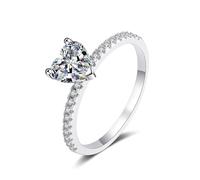 NHYHEHMR Gothic Rings for Women, Womens Stackable Rings White with 1ct Heart Shape Lab Grown Diamond