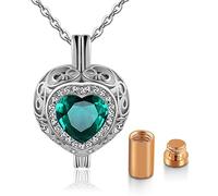 NHYHEHMR Heart Shaped Cremation Urn Necklace With Cylindrical Urn,Multicolor Gemstone Memorial Urn Jewelry Pendant Cremation Memory Jewelry For Women Men ui