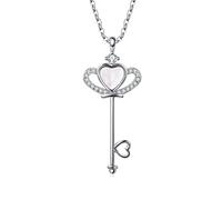 NHYHEHMR Heart Shell Crown Key Pendant Clavicle Chain Necklace For Women Wedding Party Dress Jewelry Accessories Gift-Rose