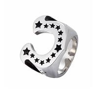 NHYHEHMR Horseshoe U-shaped Star Titanium Steel Men's Rings Viking Punk Hip hop Rock for Man Boyfriend Biker Jewelry Creativity Gift