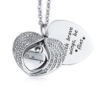 NHYHEHMR J'étais Son Ange Mainnt il est à Mon Collier urn Collier Crémation Pendre Heart Ailes