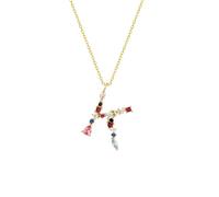 NHYHEHMR Jewelry New 2025 Arrival 26 Alphabet Pendant Necklace Women Rainbow Colorful Crystal Initial Letter M K W F Fine With For You Accessories Trendy Creative Gift Gift