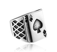 NHYHEHMR Lucky Spade A Playing Card Ring 316L Stainless Steel Man's Fashion Rock Hip-hop Punk Jewelry Retro Personality Gift
