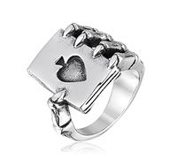 NHYHEHMR Lucky Spade A Playing Card Ring 316L Stainless Steel Man's Fashion Rock Hip-hop Punk Jewelry Retro Personality Gift