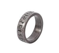 NHYHEHMR Men Stainless Steel Simple Vintage Oracle Ring Smooth Punk Viking Rune Amulet Nordic Polished Ring Jewelry Gift