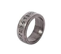 NHYHEHMR Men Stainless Steel Simple Vintage Oracle Ring Smooth Punk Viking Rune Amulet Nordic Polished Ring Jewelry Gift