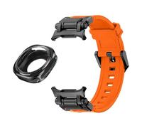 NHYHEHMR Metal Case Fluororubber Strap for Galaxy Watch 7 Ultra 47mm Metal Protective Case Cover Sport Bracelet for Galaxy Ultra 47mm FKM WatchBands