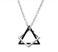NHYHEHMR Minimalist style Geometric Triangle Square Combination Necklace Hip Hop Net Red Tide Men And Women Couple Pendant Gift