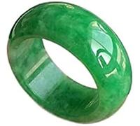 NHYHEHMR Natural Emerald Jade Ring Men Women Fine Jewelry Genuine Burma Jadeite Rings Myanmar Certified Jades Stone Ring Male Gifts (Color : Green, Size : 18mm)