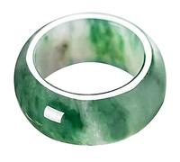 NHYHEHMR Natural Green Hetian Jade Floating Flower Ring Chinese Jadeite Amulet Jewelry Women Men (Color : Green, Size : 20mm)