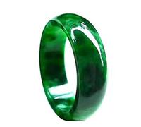NHYHEHMR Natural Green Xinjiang Hetian Jade Ring Chinese Jade Amulet Fashion Charm Jewelry Hand Carved Crafts Ladies Men Gifts