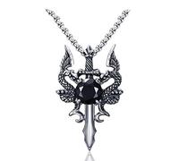 NHYHEHMR Necklace Jewelry Gifts New Rock Punk Sword Dragon Bat Link Chain Necklaces for Men Punk Rock Titanium Steel Necklace