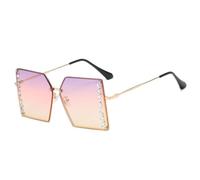 NHYHEHMR New 2025 Rhinestone Rimless Square Diamond Sunglasses Women Oversized Luxury Sun Glasses Crystal Shades Female UV400