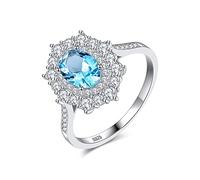 NHYHEHMR Oval Sky Blue Topaz Solitaire Ring 925 Big Ring Finger Promise Rings Jewelry Gift Bagues Pour Femme
