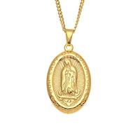 NHYHEHMR Oval Titanium Steel Of Guadalupe Miraculous Medal Pendant Stainless Steel Virgen The Catholic Figure
