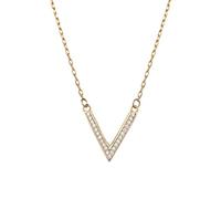 NHYHEHMR Pavé Zircon V-shaped Necklace For Women Charm Sexy Wedding Party Jewelry Accessories Girlfriend Gift