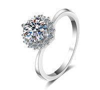 NHYHEHMR Promise Ring for Women, Dainty Rings for Women Classic Sunflower 4 Prong Round Moissanite/Cubic Zirconia Wedding Rings