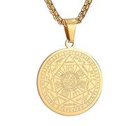 NHYHEHMR Punk Men's The Seal of The Seven Archangels Necklaces Male Stainless Steel Male Pendant Necklaces Amulet Jewelry Gift