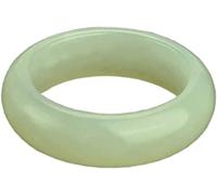 NHYHEHMR Ring Nature Xinjiang Hetian Jade Yellow White Jade Rings Jadeite Ring Jewelry Brithday For Women And Men Box (Color : Thin, Size : 17mm)