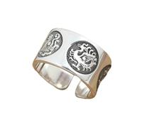 NHYHEHMR Ring open in S999 jewelry in, vintage Thai ring made by hand for men in four beast gifts gifts for love, small