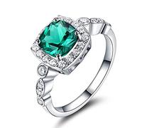 NHYHEHMR Rings For Women Blue Topaz Real Gemstone Aquamarine Cushion Romantic Classic Gift Engagement Fine Jewelry
