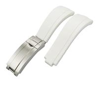 NHYHEHMR Rubber Watchband 20mm 21mm Fit for Submariner GMT Daytona Oyster Perpetual Yacht Master Slide Lock Buckle Silicone Strap (Color : White, Size : 20mm)