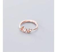NHYHEHMR S925 Bague D'Amour de Mode de Dames D', Bague D'Index D'Amour de Coquille et rose, Ouverture réglable