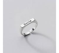 NHYHEHMR S925 Bague en Lettre, Se Réfère à la Mode de la Dame Thaïlandaise Visage é Et Sourire Personnalité Rétro Baguebague en s925, Ouverture réglable