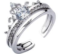 NHYHEHMR S925 Bague en pour femme - Mode céenne - Style mignon - Simple diamant - Couronne - Bijoux féminins