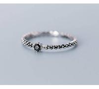 NHYHEHMR S925 Bague en Thai Rétro Unique Diamant Ouverte Mode de Style Ethnique - Diamant Noir, Ouverture Réglable