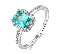 NHYHEHMR Synthetic Square Emerald Promise Rings For Women Statement Wedding Band Rings Fine Jewelry Gift