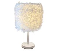 NHYHEHMR Table Lights for Living Room Simulation Feather Bedside Lamp Fake Desk Lampshade for Bedroom Home Decoration White