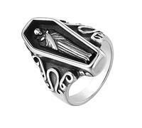 NHYHEHMR Vampire Coffin Ghost Titanium Steel Men's Rings Gothic Punk Hip hop Rock Unique Cool for Man Boyfriend Jewelry Creativity Gift