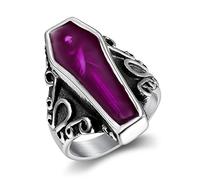 NHYHEHMR Vampire Coffin Ghost Titanium Steel Men's Rings Gothic Punk Hip hop Rock Unique Cool for Man Boyfriend Jewelry Creativity Gift