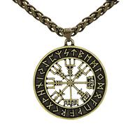 NHYHEHMR Viking Icelandic Vegvisir Helmet Horror In Runic Circle Pendant Magical Staves Compass Rune Amulet Collier Necklace Gift