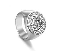 NHYHEHMR Viking Secret of Universe Ring Seal of Ring For Men The Seven Archangels Solomon Kabbalah Talisman Titanium Steel Rings