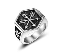 NHYHEHMR Vintage Viking Arrow Ring Punk Titanium steel Compass Ring Men Fashion Hip Hop Hippie Wave Eros Arrow Jewelry Gift
