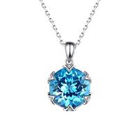 NHYHEHMR Women Necklace Pendant, Necklace for Women 6.3ct Blue Round Topaz Diamond Necklace Dainty