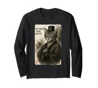 Ni Hao Fine Shyt Funny Meme Cat Sumi-e Japanese Art Long Sleeve T-Shirt