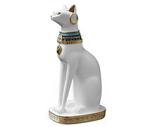 Ni-JASW 12 inch Tall White Egyptian Cat Goddess Bastet Statue, Ancient Egypt Bast Figurines Home Decor