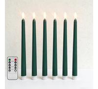 Ni-JASW Green Flameless Taper Candles with Remote Timer, Flickering Battery LED Candlesticks Wedding Home Decor Set of 6