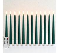 Ni-JASW Green Flameless Taper Candles with Remote Timer, Flickering Battery LED Candlesticks Wedding Home Decor Set of 12