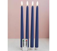 Ni-JASW Navy Blue Flameless Taper Candles with Remote, Flickering Battery Powered LED Candlesticks Set of 4
