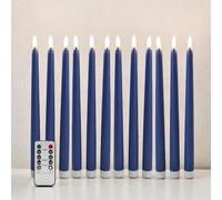 Ni-JASW Navy Blue Flameless Taper Candles with Remote Timer, Flickering Battery Operated LED Candlesticks Set of 12