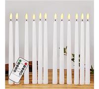 Ni-JASW White Flameless Taper Candles with Remote, Flickering LED Battery Operated Candlesticks Set of 12