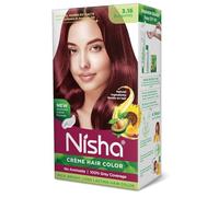 Ni-sha Creme Hair Color, Permanent Hair Colour Burgundy, Silky & Shiny 100% Grey Coverage Rich Bright Long Lasting Hair Colouring For Ultra Soft Deep Shine Hair Dye (Pack of 1)