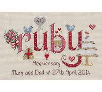 Nia Ruby Wedding Anniversary Word Sampler Cross Stitch Kit
