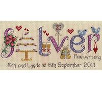 Nia Silver Wedding Anniversary Word Sampler Cross Stitch Kit